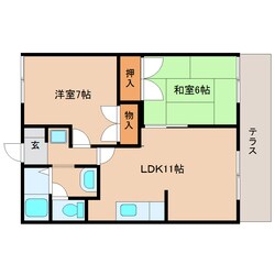 学園前駅 徒歩9分 1階の物件間取画像